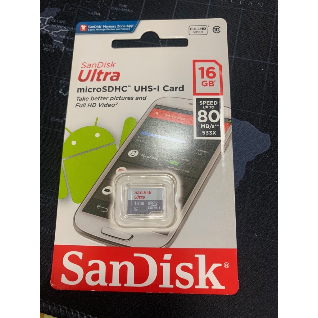SanDisk Ultra microSD UHS-I 16G白色記憶卡 80MB/s