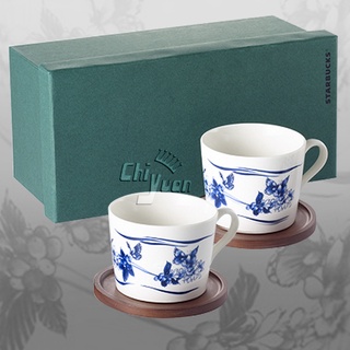 Starbucks 臺灣星巴克 2014 16週年 16週年禮盒 蝴蝶 青花瓷 咖啡杯組 楊莉莉 馬克杯 杯盤組