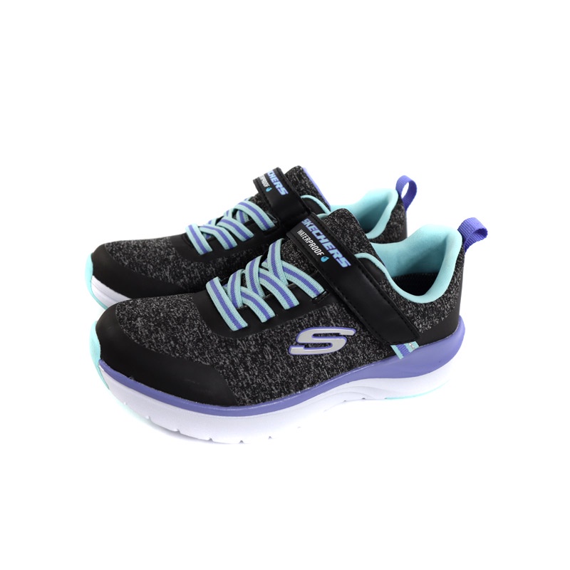 SKECHERS 運動鞋 童鞋 防水鞋面 魔鬼氈 黑/粉藍 302389LBKAQ no588