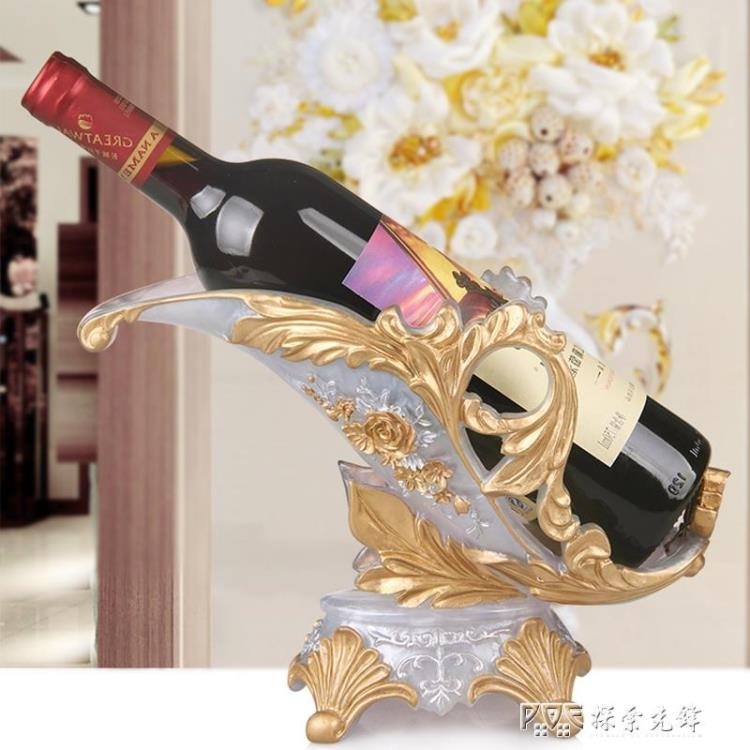 🏆台灣公司＋發票🏆歐式葡萄酒架創意紅酒架樹脂客廳家用酒櫃壁櫥裝飾品擺件空酒瓶架