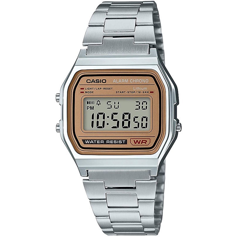 (現貨免等)卡西歐 Casio 不鏽鋼電子錶 金色錶盤 金屬錶帶 A-158WEA-9JF LED燈 A158 A168