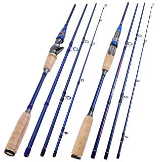 Sougayilang 2.1米/2.4米四節便攜式釣魚竿 直柄槍柄路亞竿 紅色藍色可選 釣竿釣具 池釣庫釣灘釣 釣魚