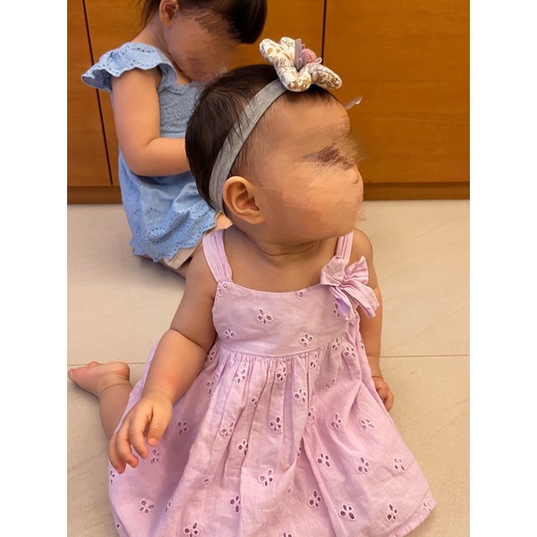 二手 baby gap 3-6m 粉紫鏤空雕花洋裝