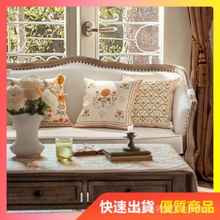 抱枕 靠枕 沙發靠墊 沙發靠枕 抱枕套40x40 美式ins 田園印花復古高檔客廳沙發 車用 靠墊 輕奢風