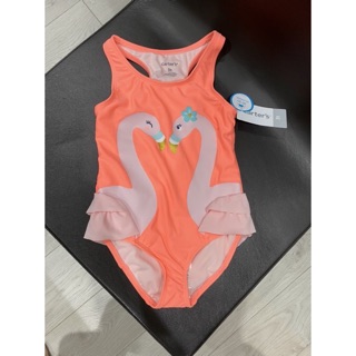 現貨 Carter’s 卡特螢光橘色天鵝連身泳衣-3t 兒童泳衣
