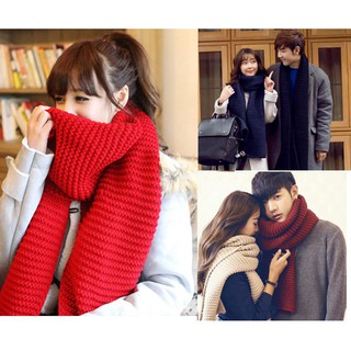 韓國時尚 純色 粗針圍巾 毛線長圍巾 針織 情侶 中性 圍巾保暖 圍脖