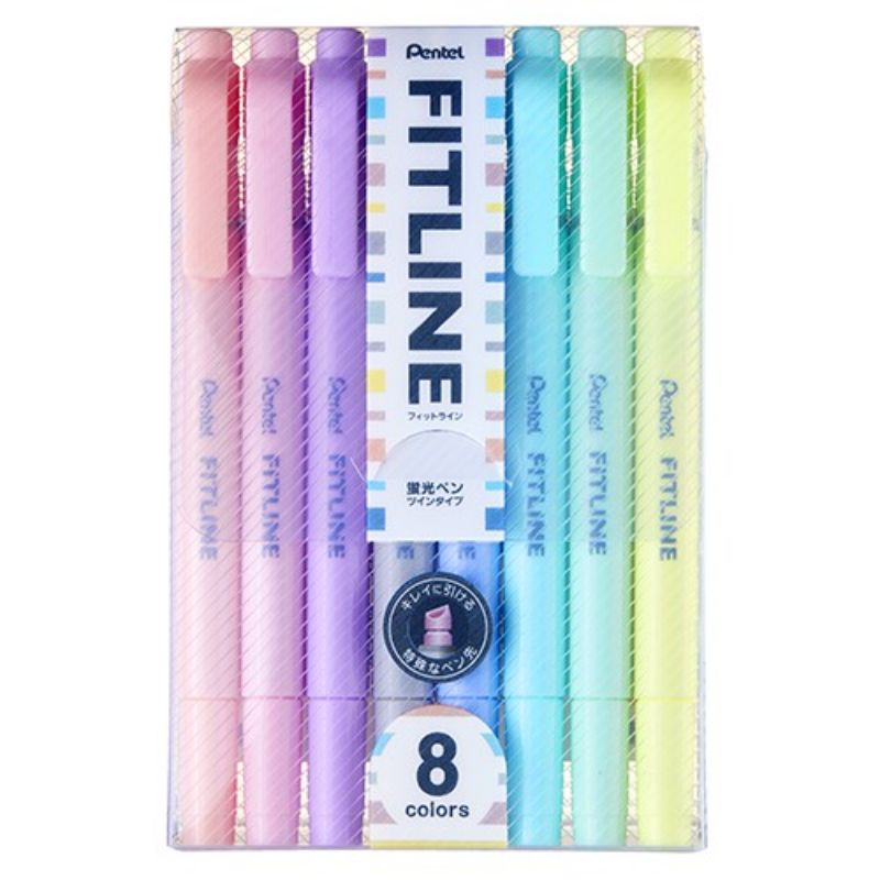 Pentel 飛龍 FITLINE SLW11P-8T 粉彩色系水性雙頭螢光筆 8色組 文具