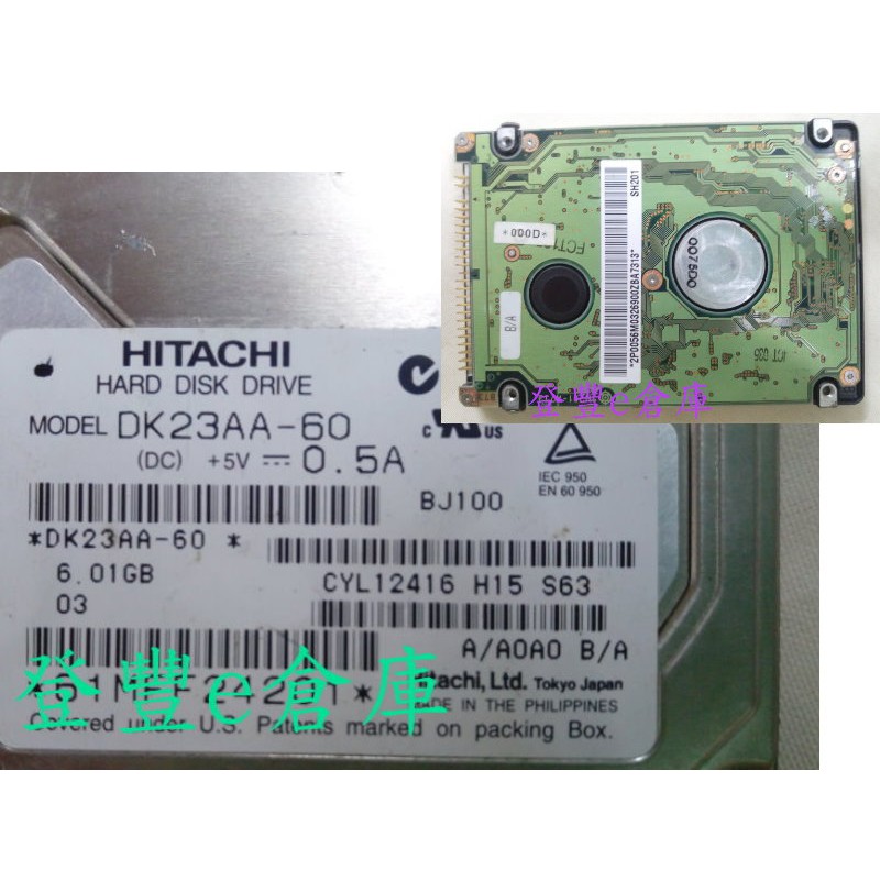 【登豐e倉庫】 F631 Hitachi DK23AA-60 6GB IDE 資料毀損 壞軌漫延 救資料