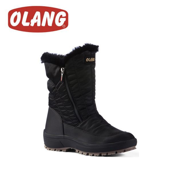 【OLANG 義大利 MONICA OLANTEX 雙拉鍊防水雪靴《黑》】1604/保暖/滑雪/雪地/悠遊山水