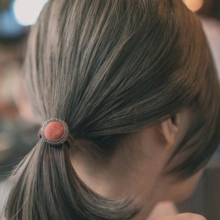 ZUCA”S - 韓國髮飾小清新復古布藝紐扣式發繩 -T-2066