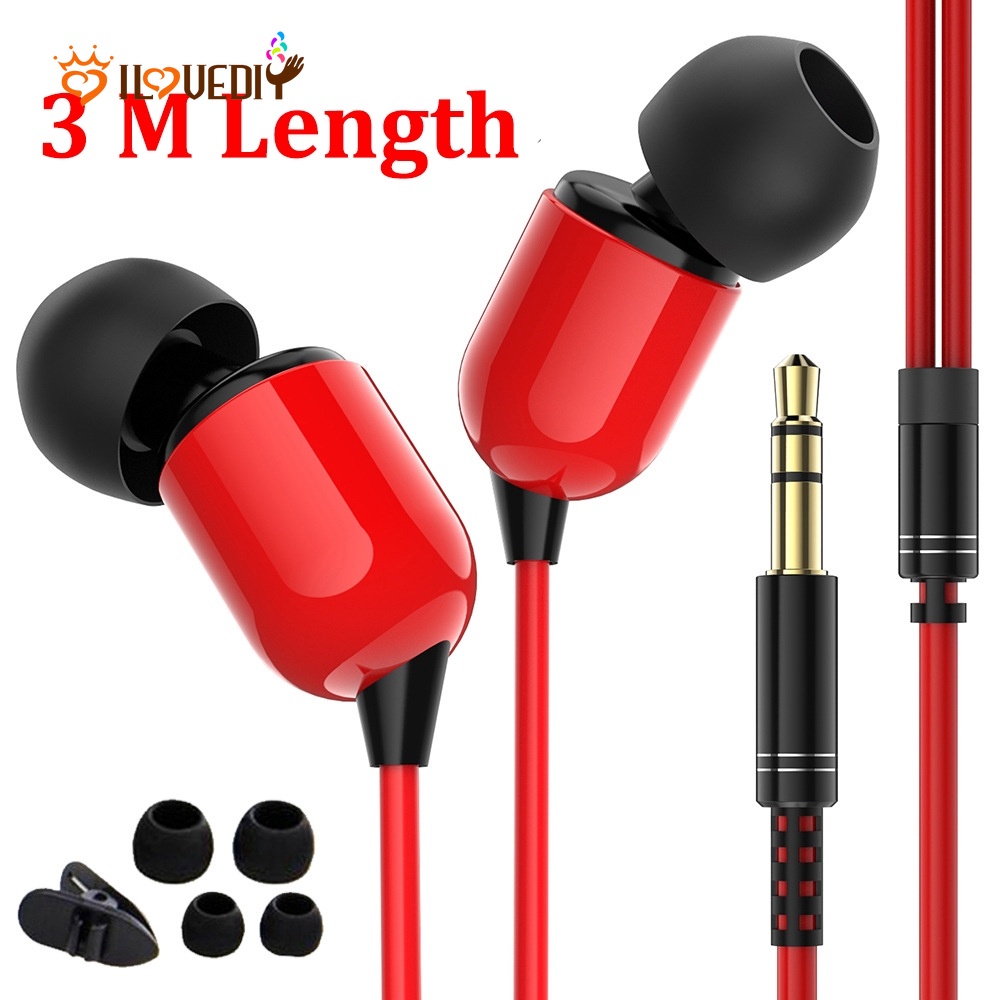 3m 超長線耳機 / 高品質超重低音入耳式耳機 / 3.5mm 有線立體聲耳塞 / 與通用 ios 和 Android