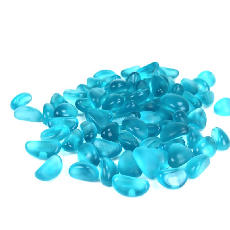 爆款玻璃石魚缸裝飾造景藍色玻璃彩石磨砂底沙砂石水晶透明石頭藍光石