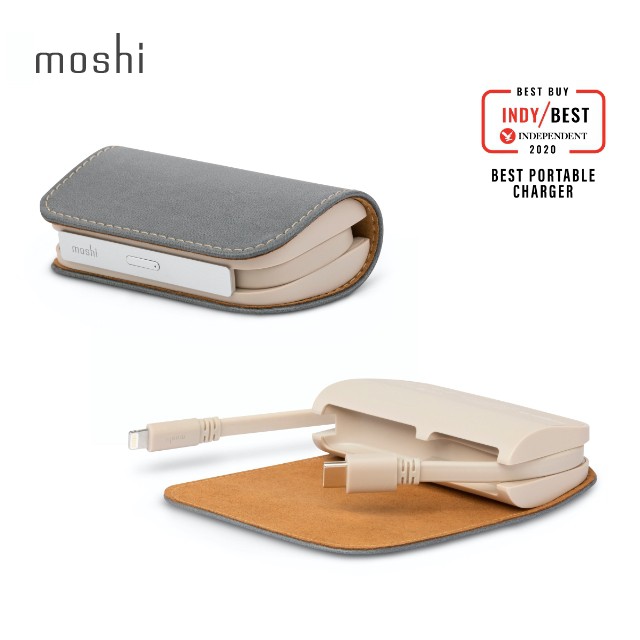 北車 Moshi IonGo 5K Duo 雙向 充電 帶線 行動電源 (USB-C 及 Lightning 雙充電線)
