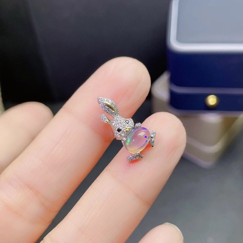 💍黑歐泊兔子戒指 🐰蛋白石