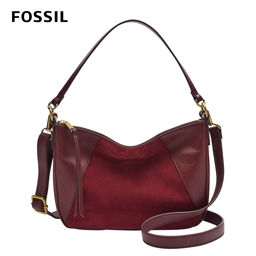 【FOSSIL】Skylar 真皮手提側背兩用包-酒紅色 SHB2865609