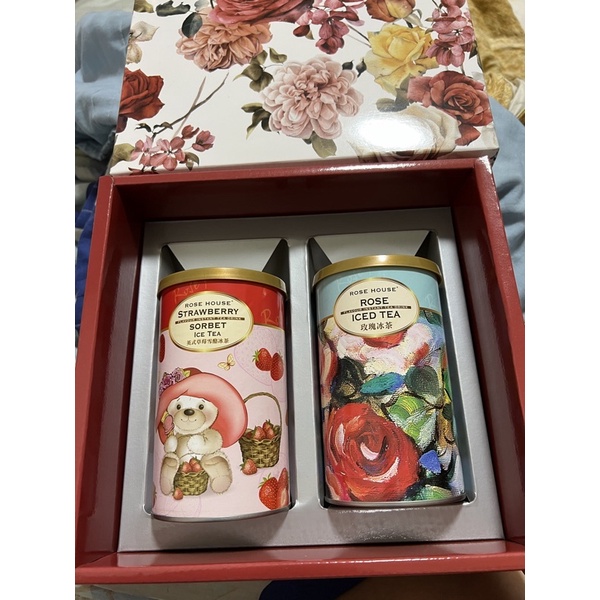 古典玫瑰園禮盒～美式草莓雪酪冰茶+玫瑰冰茶