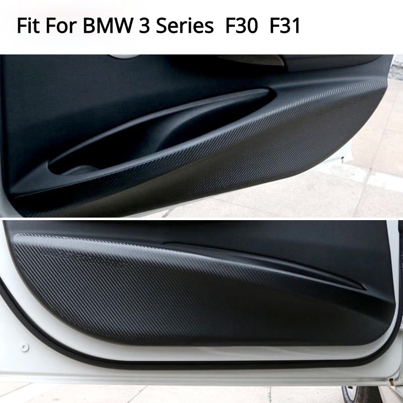 寶馬 3系 BMW F30 F31 汽車車門防踢墊 防塵墊 皮革碳紋防踢墊 碳紋車門防踢膜