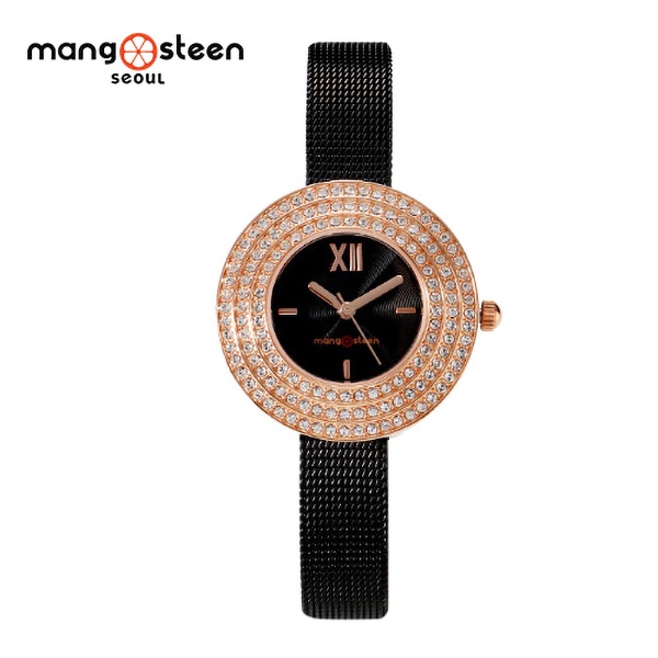 【Mango steen】Mirinae韓國星光粼粼時尚米蘭腕錶-撞色款/MS509B/台灣總代理公司貨享兩年保固