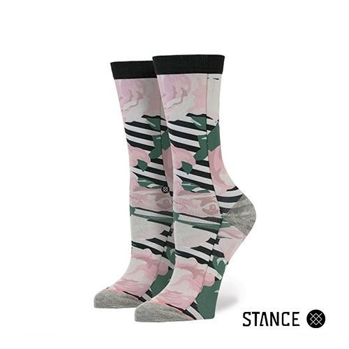 STANCE 條紋底玫瑰圖案設計款 中筒襪 長襪