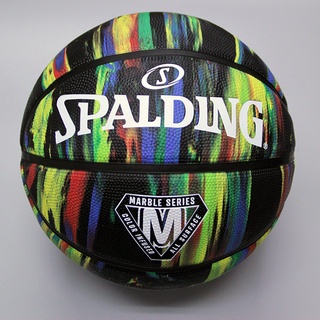 《全民運動》SPALDING 斯伯丁 SP大理石系列 黑彩 橡膠款 標準七號籃球 #內附球針 #室外球 #7號