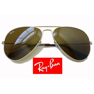 RAY-BAN 太陽眼鏡 雷朋飛行員 不敗經典款 金邊鏡框 咖啡鏡片 B15 3025 001【以靡賣場 專櫃正品】