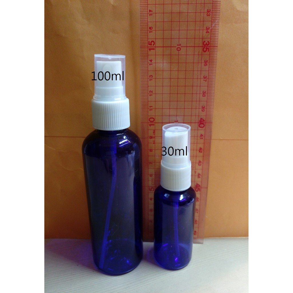 【現貨】30ml、100ml 可以裝ASEA水酒精消毒水的不透光藍色噴瓶塑料瓶。噴霧瓶分裝瓶