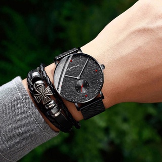 CRRJU男士手錶韓版時尚簡約超薄學生不銹鋼手錶石英防水 送禮品盒 2163