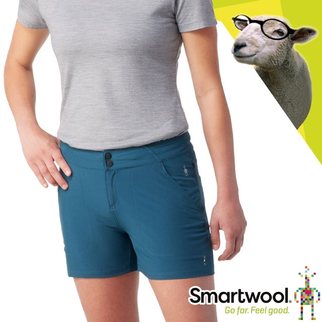 【美國 SmartWool】女款 Merino Sport 輕量登山短褲.休閒短褲/適登山健行/SW016607 暮光藍