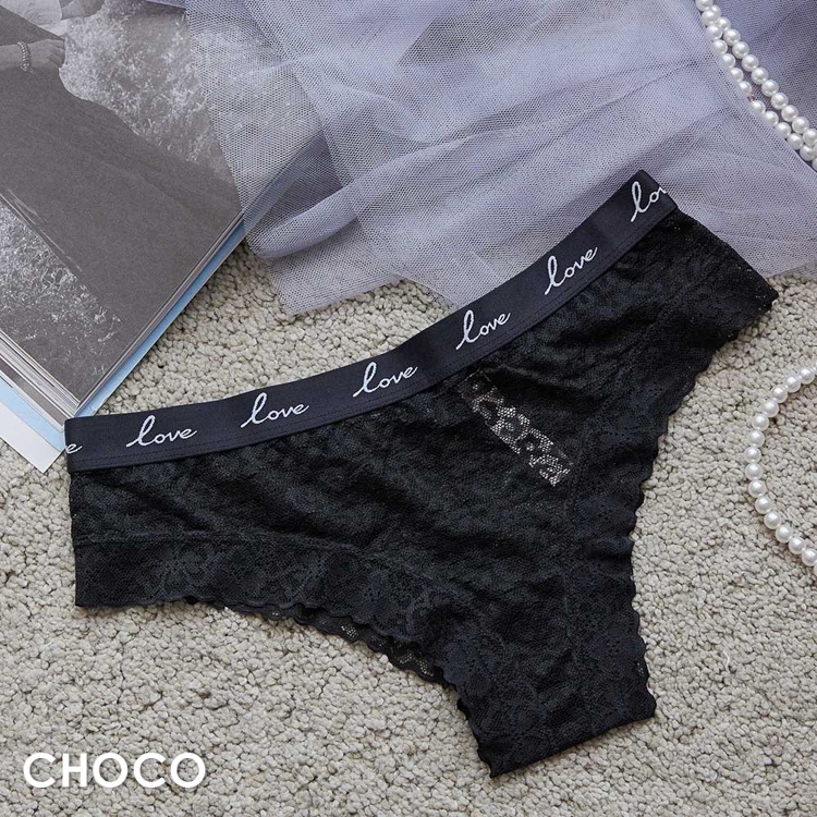 Choco Shop 玫瑰童話 輕塑美型提花蕾絲透膚彈性內褲(黑色) M-L
