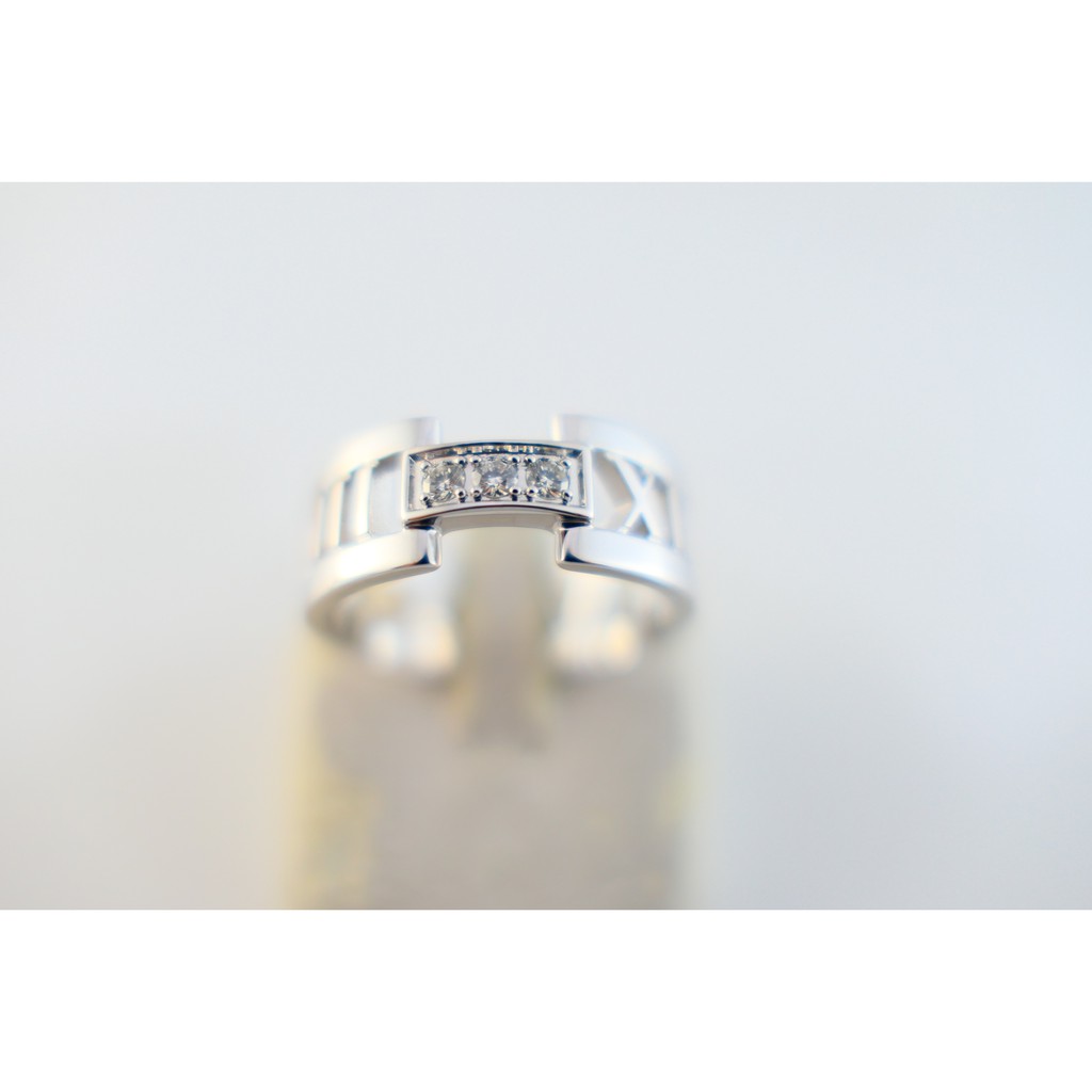 [吉宏精品交流中心]TIFFANY&amp;CO. 蒂芬妮 3顆鑽石 羅馬數字 白K金 造型 戒指