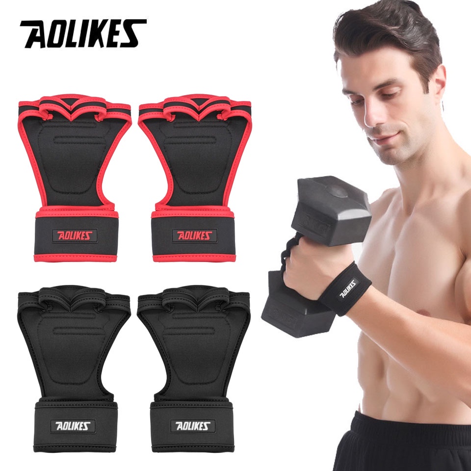 Aolikes 1 雙舉重訓練手套健身運動健美體操握把健身房手掌保護手套