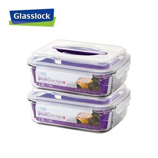 [Glasslock] 手提玻璃密封容器2件組 （2000ml） / 食品容器 / 食品儲藏