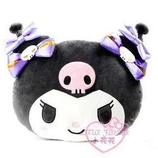 ♥小公主日本精品♥酷洛米小惡魔大臉立體蝴蝶結造型柔軟絨毛抱枕玩偶娃娃12356607