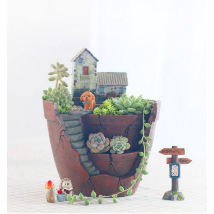 001 創意多肉組盆高品質樹脂花盆diy自由發揮創意 空中花園造型盆 園丁花圃 蝦皮購物