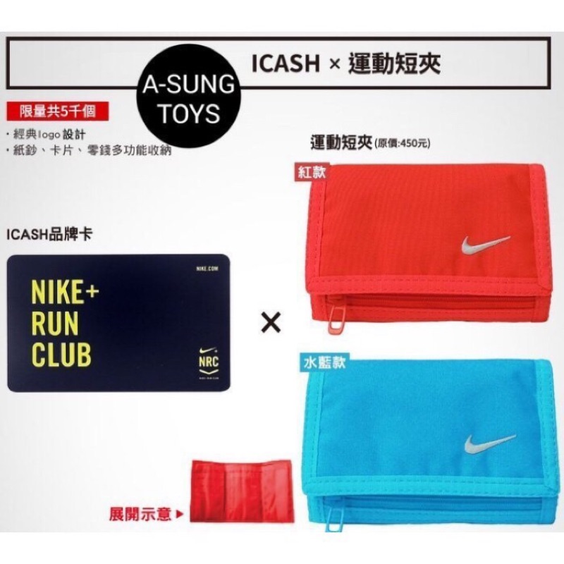 Nike 水藍運動短夾 +icash卡