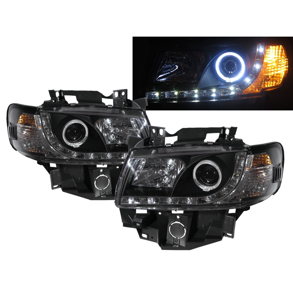 卡嗶車燈 適用 VW 福斯 TRANSPORTER 邁特威 T4 96-03    天使眼魚眼R8款 - 大燈
