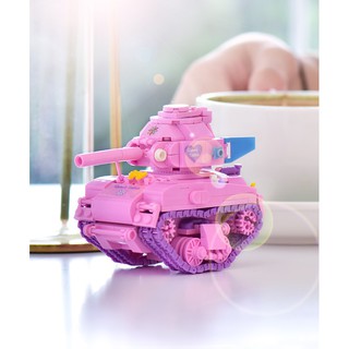 LOZ鑽石微型積木謝爾曼粉色坦克