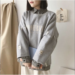 全新 LOVFEE 迪士尼小熊維尼字母刺繡內刷毛上衣