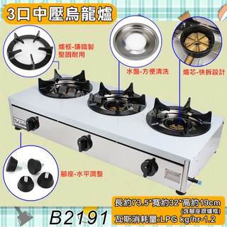 ☆三口中壓 烏龍爐 b2191 鍋燒爐 快速爐 海産爐 瓦斯爐 中壓瓦斯 商用瓦斯爐 大慶㍿