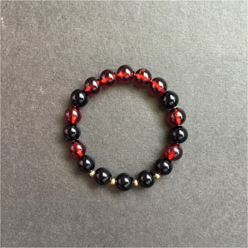 刀劍亂舞 加州清光 角色形象手鍊 高品質 石榴石 黑碧璽 黃銅