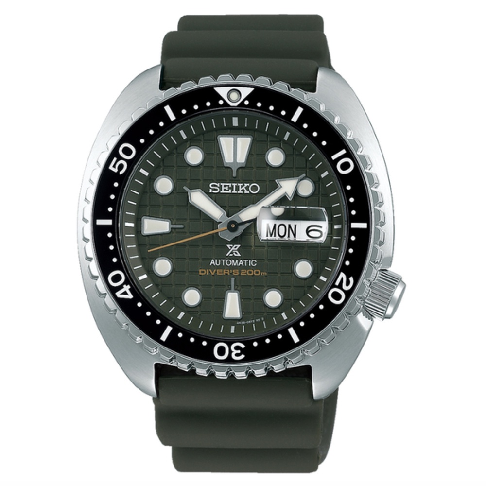 【SEIKO 精工】PROSPEX 200米潛水機械腕錶-綠 矽膠帶45mm(4R36-06Z0G/SRPE05J1)