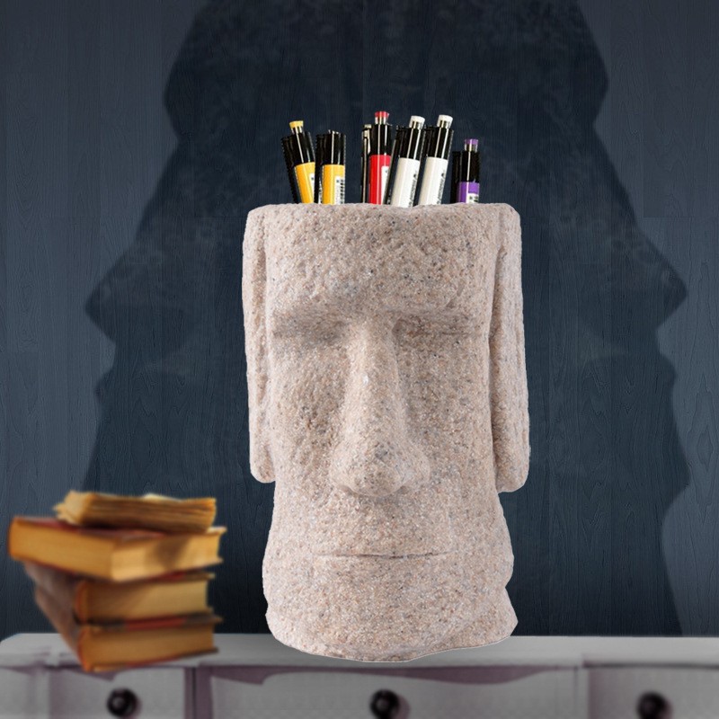 【牛牛柑仔店】復活節島筆筒 摩艾像 石像 Moai 世界文化遺產 傢俱擺飾 辦公室小物 聖誕節 男女朋友 生日禮物