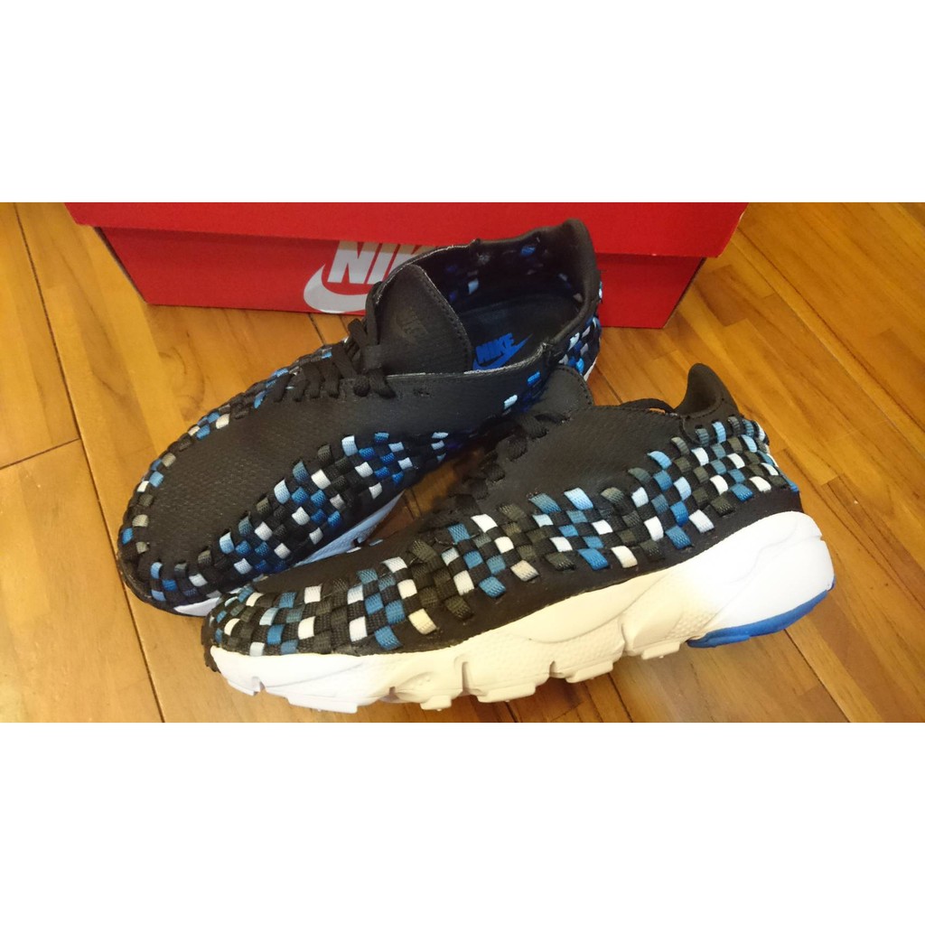 NIKE AIR FOOTSCAPE WOVEN NM 編織 黑藍白 運動 休閒 US8 （現貨折扣出清）