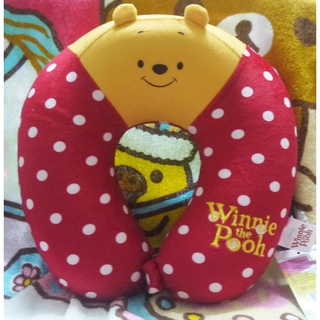 正版﹝DISNEY﹞授權※Winnie the Pooh小熊維尼※【維尼白色點點馬啼型+扣環造型】絨毛記憶頸枕