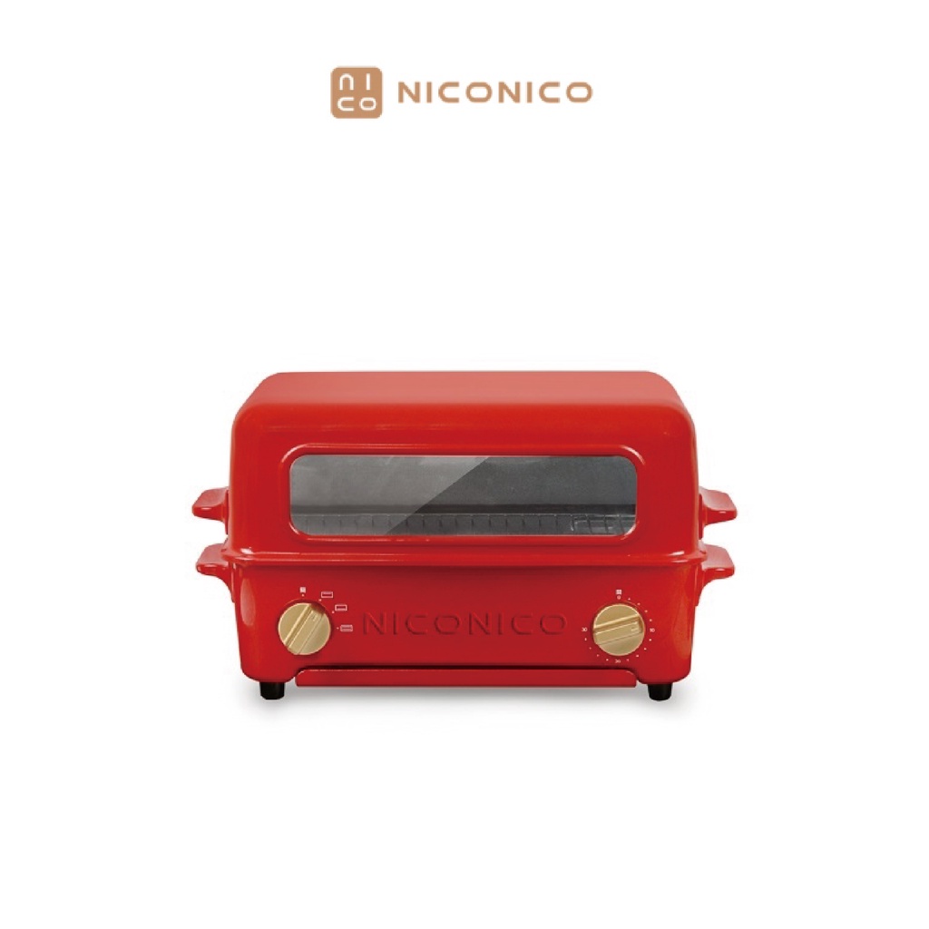 NICONICO 掀蓋燒烤式蒸氣烤箱 全金屬機身 燒烤烤箱二合一 三段火力 蒸氣循環烘烤 雙旋鈕設計 NI-S805