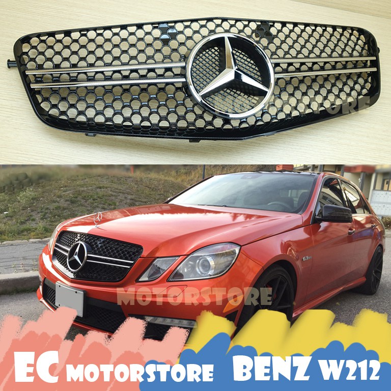 BENZ 賓士 W212 E63樣式 2010-2013 E-CLASS 亮黑+鍍絡 鍍絡大星 水箱罩 鼻頭 水箱護罩