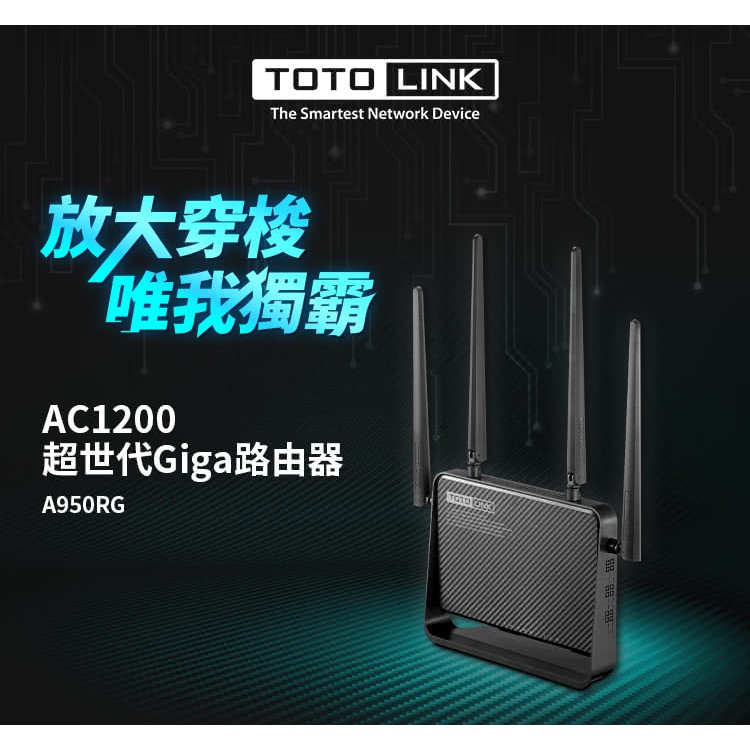 免運 全新有保固 TOTOLINK A950RG AC1200 雙頻Giga超世代WIFI路由器 分享器 5G頻道