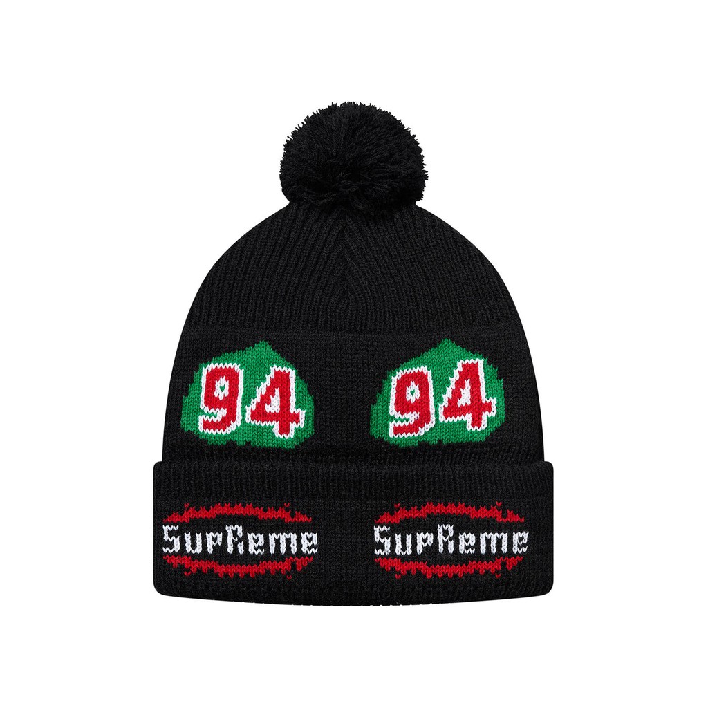 【紐約范特西】預購 2017FW 秋冬新品 SUPREME Leaf Beanie 球球毛線帽 黑色反摺毛帽