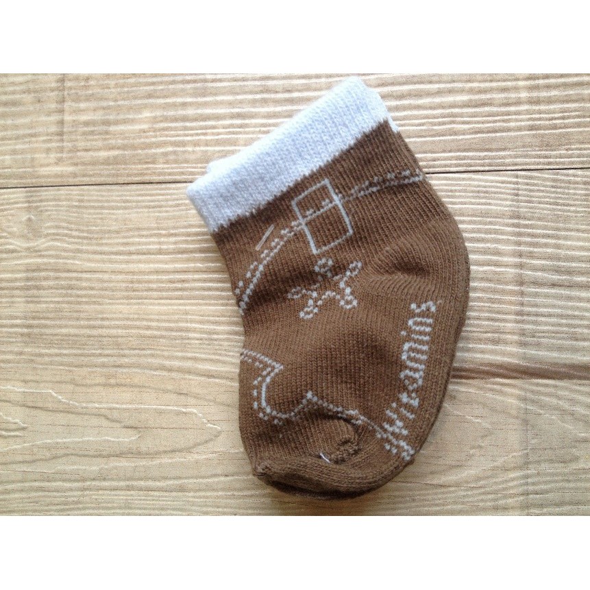英國維他命小BB出生嬰兒襪0-3M(咖啡牛仔款)