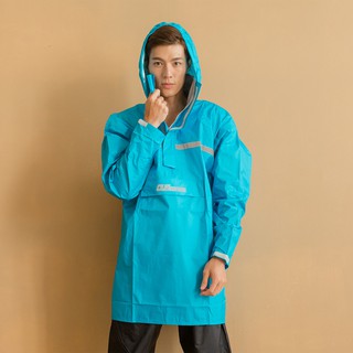 君邁雨衣，藏衫罩背背款，背包太空短版兩件式風雨衣(含褲子)，藍